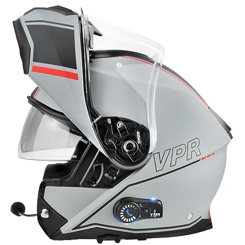 ViPER RSV191 hochklappbarer Motorradhelm mit Blinc Bluetooth – modulare Doppelvisier-Motorradhelme – Mikrofon, Dual-Lautsprecher für Hände und geräuschlose automatische Antwort, ECE/ACU-Gold-Zulassung von Viper