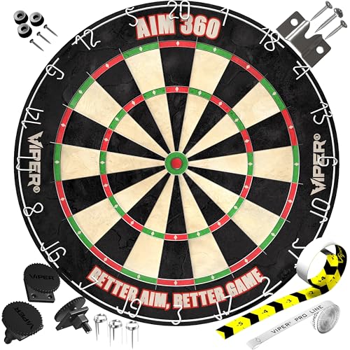 Viper Unisex-Erwachsene AIM 360 Sisal/Bristle Steel Tip Dartboard mit Klammerfreier Bullseye Dartscheibe, Einheitsgröße Viper Unisex-Erwachsene AIM 360 Sisal/Bristle Steel Tip Dartboard mit Klammerfreier Bullseye Dartscheibe, Einheitsgröße von Viper