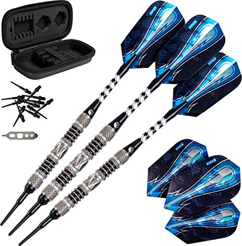 Viper Astro 80% Tungsten Soft Tip Darts mit Aufbewahrungs-/Reisetasche, Unisex, Black Rings von Viper