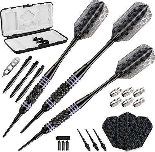 Viper Bobcat Adjustable Weight Soft Tip Darts with Storage/Travel Case: Black Coated Brass, Purple Rings, 16-18 Grams Viper Bobcat Adjustable Weight Soft Tip Darts with Storage/Travel Case: Black Coated Brass, Purple Rings, 16-18 Grams von Viper