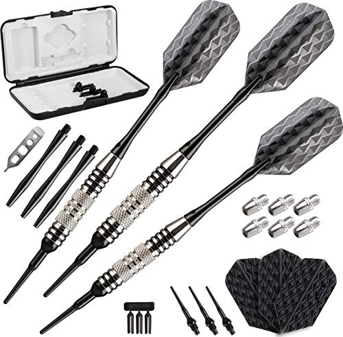 Viper Bobcat verstellbar Gewicht Soft Tip Darts mit Aufbewahrungs-/Reisetasche, Nickel Plated with Black Rings Viper Bobcat verstellbar Gewicht Soft Tip Darts mit Aufbewahrungs-/Reisetasche, Nickel Plated with Black Rings von Viper