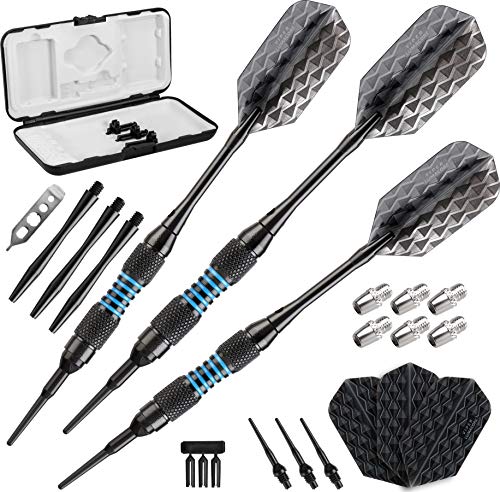 Viper Bobcat Adjustable Weight Soft Tip Darts with Storage/Travel Case: Black Coated Brass, Blue Rings, 16-18 Grams Viper Bobcat Adjustable Weight Soft Tip Darts with Storage/Travel Case: Black Coated Brass, Blue Rings, 16-18 Grams von Viper