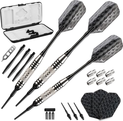 Viper Bobcat Adjustable Weight Soft Tip Darts with Storage/Travel Case: Nickel Silver Plated, Black Rings, 16-19 Grams Viper Bobcat Adjustable Weight Soft Tip Darts with Storage/Travel Case: Nickel Silver Plated, Black Rings, 16-19 Grams von Viper