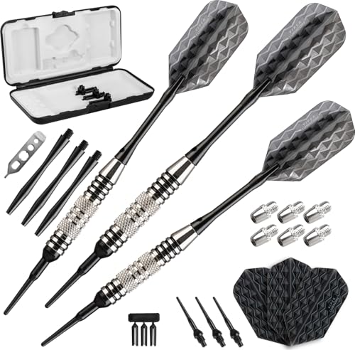 Viper Bobcat Adjustable Weight Soft Tip Darts with Storage/Travel Case: Nickel Silver Plated, Black Rings, 16-19 Grams von Viper