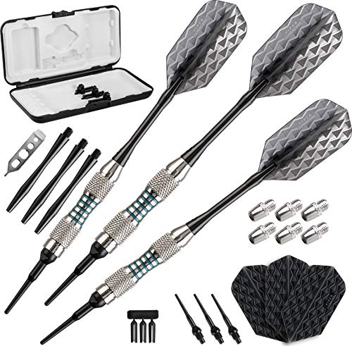Viper Bobcat Adjustable Weight Soft Tip Darts with Storage/Travel Case: Nickel Silver Plated, Light Blue Rings, 16-19 Grams Viper Bobcat Adjustable Weight Soft Tip Darts with Storage/Travel Case: Nickel Silver Plated, Light Blue Rings, 16-19 Grams von Viper