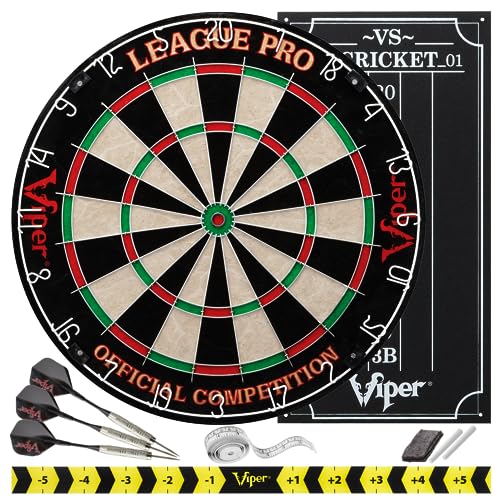 Viper League Pro Spitze aus Sisal/Bristle Dartscheibe mit frei von Klammern sind Bullseye und Cricket Scoreboard Kit Viper League Pro Spitze aus Sisal/Bristle Dartscheibe mit frei von Klammern sind Bullseye und Cricket Scoreboard Kit von Viper