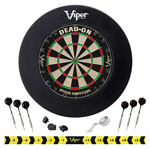 Viper by GLD Products Dead On Sisal Dartscheibe, Zwei Sets Starter Darts, Wurfschnur, Viper Defender, Schwarz von Viper