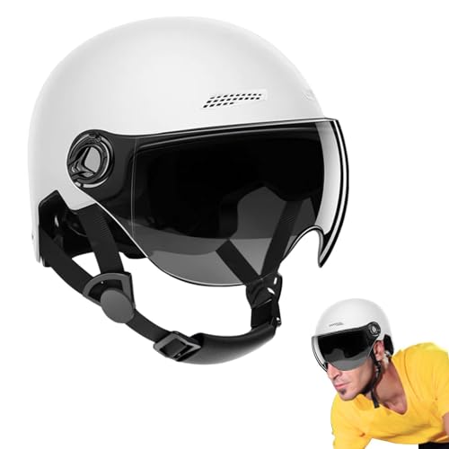 Hochschützende, stoßdämpfende Half-Scooter-Helme | Fahrradhelm für Erwachsene mit Schutzbrille, Fahrrad-Rollerhelme mit Abnehmbarer Sonnenblende, verstellbare Größe für Erwachsene und Jugendliche von Virtcooy