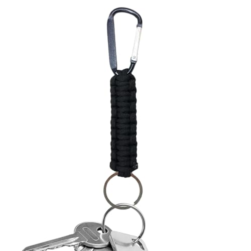 Virtcooy Paracord-Schlüsselanhänger mit Karabiner, Karabiner-Lanyard | Geflochtener Paracord-Schlüsselanhänger | Outdoor-Schlüsselanhänger mit Karabiner, Bungee-Karabinerschnüre für Männer und Frauen von Virtcooy