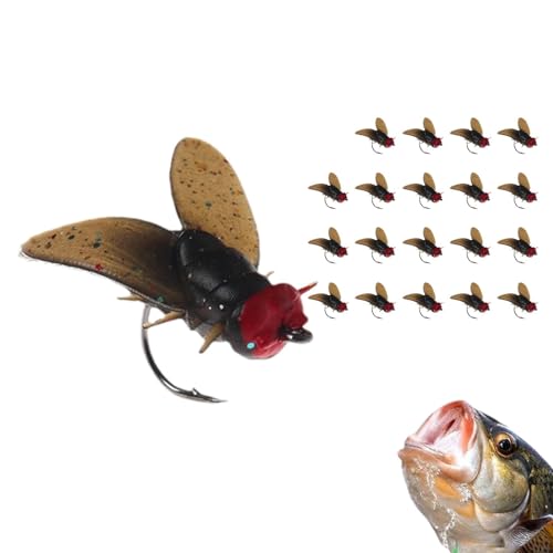 Virtcooy Simulierter Köder zum Fliegenfischen,Simulierter Köder - 20-teiliges Panfish-Köder-Set | Lebendige und farbenfrohe Angelköder, Fliegenfischköder-Set, Trockenfliegen-Spinner, Schwimmköder, von Virtcooy