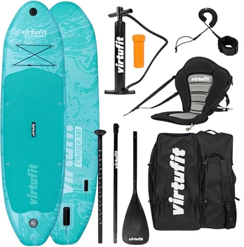 VirtuFit Supboard Cruiser 305 - Mit Kajak Sitz, Zubehör und Tragetasche - Paddling Board - Paddle Set von VirtuFit