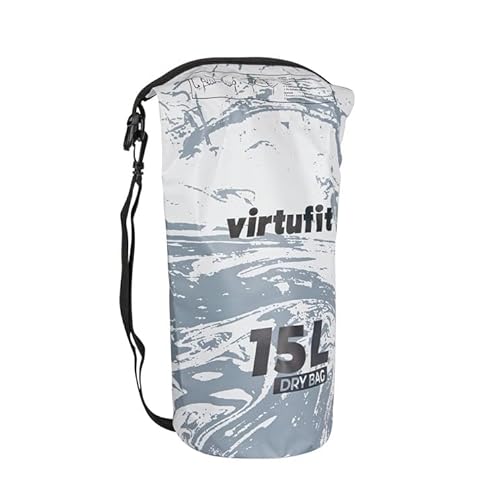 VirtuFit Trockenbeutel - Trockensack - Verfügbar in 5L / 10L / 15L / 20L (Weiß Grau 15L) von VirtuFit