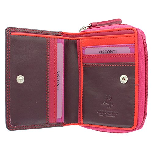 Visconti Rainbow-Kollektion Damenbörse, Leder mit RFID-Schutz RB53 Pflaume Multi Visconti Rainbow-Kollektion Damenbörse, Leder mit RFID-Schutz RB53 Pflaume Multi von VISCONTI