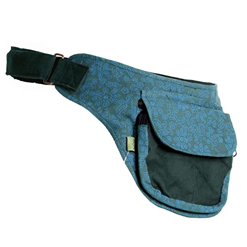 Vishes- Alternative Bekleidung - Bauchtasche aus Cord Baumwolle - Blumen Bedruckt türkis Vishes- Alternative Bekleidung - Bauchtasche aus Cord Baumwolle - Blumen Bedruckt türkis von Vishes