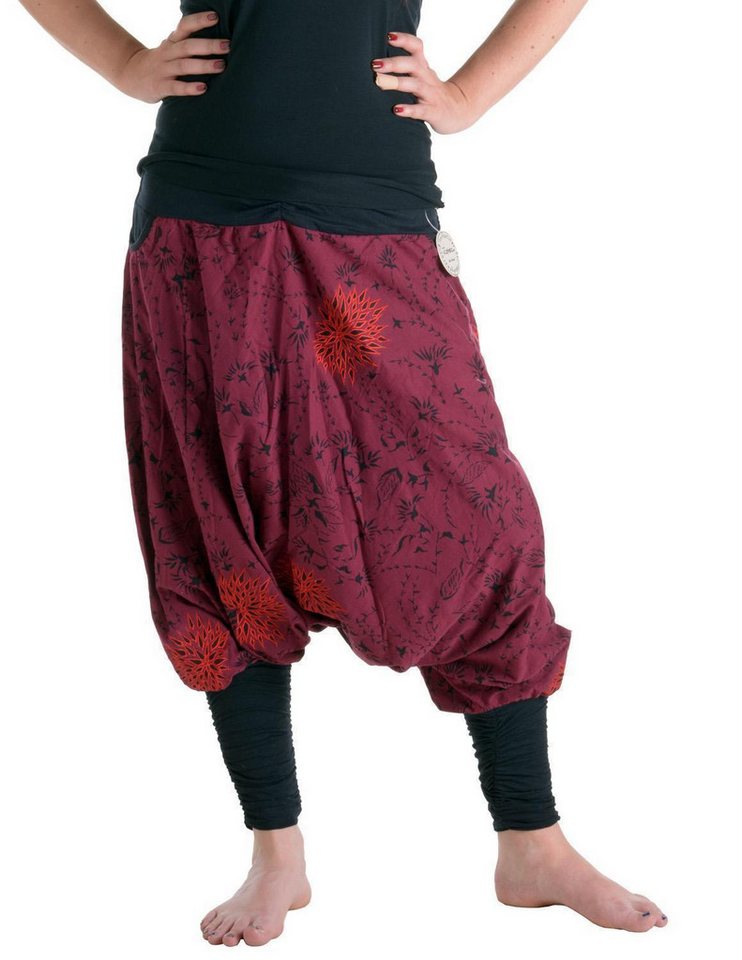 Vishes Haremshose Bestickte Blumen Haremshose mit tiefem Schritt Pumphose, Pluderhose, Yogahose Vishes Haremshose Bestickte Blumen Haremshose mit tiefem Schritt Pumphose, Pluderhose, Yogahose von Vishes