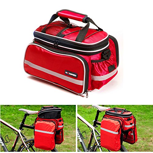 Vitalite, multifunktionale Fahrradtasche, für den Gepäckträger, mit regendichter Abdeckung, rot von Vitalite