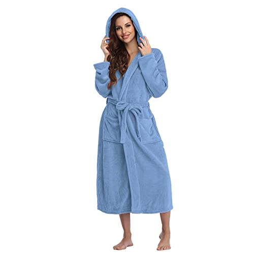 Bademantel Damen Flauschig Kuschelig Bademantel Baumwolle Morgenmantel V-Ausschnitt Hautfreundlich Kimono Robe Für Herbst Frühling Saunamantel Für Spa & Zuhause Loungewear von Viunychn