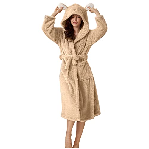 Bademantel Damen Microfaser Paare Bademantel Baumwolle Morgenmantel V-Ausschnitt Fleece Loungewear Für Herbst Frühling Saunamantel Für Spa & Zuhause Kimono Robe von Viunychn