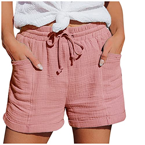 Kurze Hosen Damen Sommer,Musselin Shorts Mode Lässige Hose mit hoher Taille Gerades Bein Sport Lässige Lockere Shorts mit Kordelzug Kurze Hose mit Taschen Gummiband Freizeit Elastische Stoffhose Kurze Hosen Damen Sommer,Musselin Shorts Mode Lässige Hose mit hoher Taille Gerades Bein Sport Lässige Lockere Shorts mit Kordelzug Kurze Hose mit Taschen Gummiband Freizeit Elastische Stoffhose von Viunychn