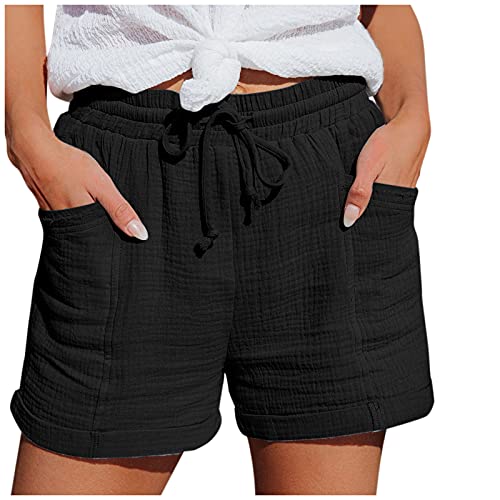 Musselin Hose Damen Shorts Sommer Mode Lässige Hose mit hoher Taille Gerades Bein Sport Lässige Lockere Shorts mit Kordelzug Kurze Hose mit Taschen Gummiband Freizeit Shorts Elastische Stoffhose Musselin Hose Damen Shorts Sommer Mode Lässige Hose mit hoher Taille Gerades Bein Sport Lässige Lockere Shorts mit Kordelzug Kurze Hose mit Taschen Gummiband Freizeit Shorts Elastische Stoffhose von Viunychn