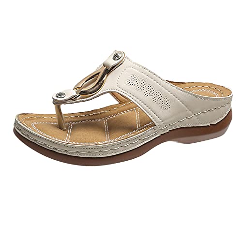 Orthopädische Sandalen Damen Aushöhlen Römer Boho Thong Sandals Flache Schuhe Elegante Bequeme Flip Flops Slippers mit Natur Kork-Fussbett mit Weiche Fussbett Outdoor Orthopädische Sandalen Damen Aushöhlen Römer Boho Thong Sandals Flache Schuhe Elegante Bequeme Flip Flops Slippers mit Natur Kork-Fussbett mit Weiche Fussbett Outdoor von Viunychn
