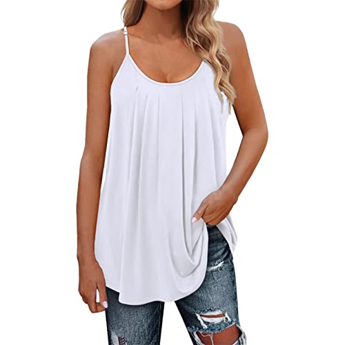 Tank Top Damen Ärmellose Sommer,Rundhals Einfaches Plissee Spaghettiträger Tanktop T-Shirts Bluse T Shirt Oberteile T-Shirt Top Hemdbluse Lässig Oversize Vintage Elegant Strand Sport Tank Top Damen Ärmellose Sommer,Rundhals Einfaches Plissee Spaghettiträger Tanktop T-Shirts Bluse T Shirt Oberteile T-Shirt Top Hemdbluse Lässig Oversize Vintage Elegant Strand Sport von Viunychn