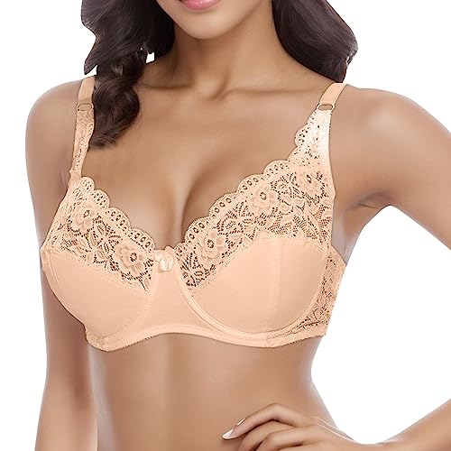 Viunychn BH Ohne Bügel Baumwolle Durchsichtiger Bra Lace Schlafen Bra Unlined Haltungskorrektur BH Atmungsaktiv Fitness Bra Tasche BH Kompressions Seamless Bustier von Viunychn