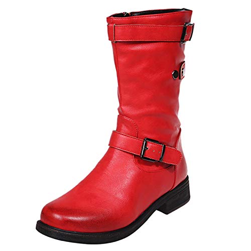 Viunychn Damen Winterschuhe Schneestiefel Retro Hohe Stiefel Langschaft Stiefel Westernstiefel Stiefel Dicke Warme Lässige Halbhoch Damenstiefel Halbschaft Warm Gefüttert Kniehohe von Viunychn