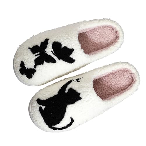 Viunychn Halloween Hausschuhe Halloween Slippers Gruselige Hauspantoffeln Trendiger Gästehausschuhe Kürbis Filzpantoffeln Cute Warme Drinnen Und Draußen Hausschuhe von Viunychn