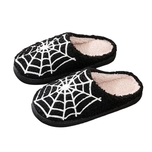 Viunychn Hausschuhe Damen Geschlossen Halloween Slippers Gruselige Hauspantoffeln Retro Gästehausschuhe Bequem Slipper Cute Plüsch Drinnen Und Draußen Hausschuhe von Viunychn