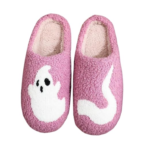 Viunychn Hausschuhe Damen Geschlossen Halloween Slippers rutschfeste Hauspantoffeln Retro Gästehausschuhe Bequem Slipper Winter Warme Damen & Herren Hausschuhe von Viunychn