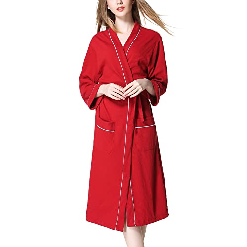 Viunychn Morgenmantel Damen Lang Kuschelig Saunamantel Baumwolle Bademantel Leichter Hautfreundlich Nachtwäsche Damen & Herren Morgenmantel Für Spa & Zuhause Kimono Robe von Viunychn