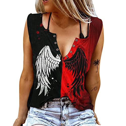 Viunychn Tank Top Damen Ärmellose Sommer,V-Ausschnitt Print Lose Sexy Tanktop T-Shirts Bluse T Shirt Oberteile T-Shirt Top Hemdbluse Lässig Oversize Vintage Elegant Strand Sport Viunychn Tank Top Damen Ärmellose Sommer,V-Ausschnitt Print Lose Sexy Tanktop T-Shirts Bluse T Shirt Oberteile T-Shirt Top Hemdbluse Lässig Oversize Vintage Elegant Strand Sport von Viunychn