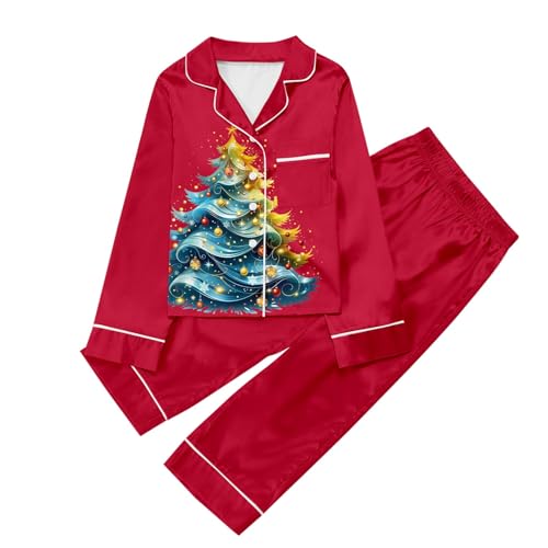 Weihnachts Pyjama Kinder Kleinkind Winter Langarm Hausanzug Nachtwäsche Pjs mit Lange Oberteile Und Hosen Lose Schlafanzug Jungen Mädchen Schlafanzüge Warme Fleece Pyjama Set von Viunychn