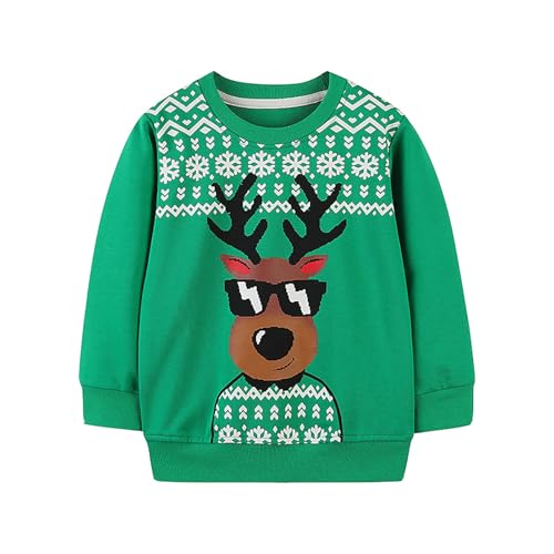 Weihnachtspullover Kinder Strick Warme Christmas Langarmshirt Rentier Sweatshirts Weihnachtskleidung Weihnacht Pullover Kinder von Viunychn