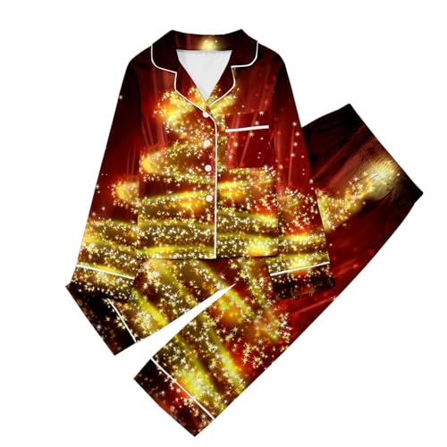 Weihnachtspyjama Kinder Schlafanzug Schlafanzüge Set Kinder Nachtwäsche Baumwolle Süß Langarm Zweiteiliger Winter Weihnachten Pyjama Größe von Viunychn