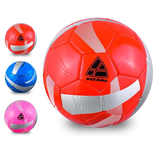 VizariI Hydra Fußball |Trainingsball Fussbal | Fußbälle für Kinder & Erwachsene | Erhältlich in 3 Farben - Fußball - Rot- Größe 5 von Vizari