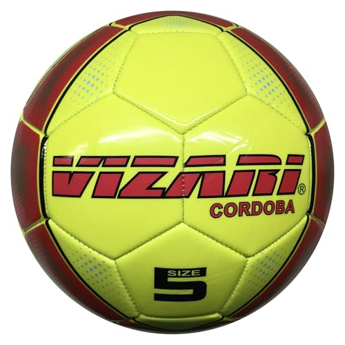 Vizari Sports Cordoba Fußball Ball - Trainingsball Fussball mit Einzigartigem Aufdruck - Fußball für Kinder & Erwachsene - In 5 Farben Erhältlich - Fussball - Neon Gelb - Größe 4 von Vizari