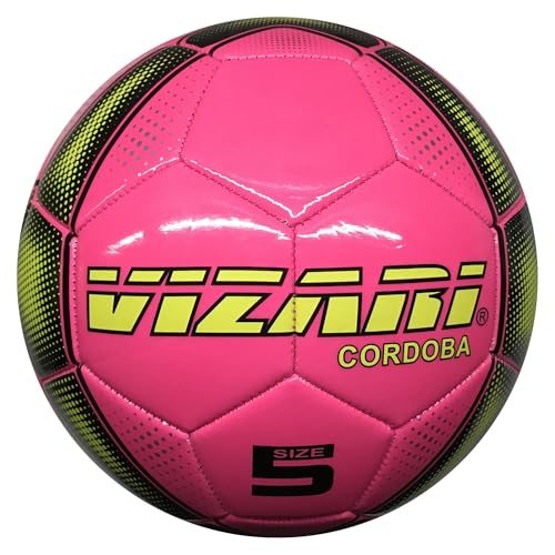 Vizari Sports Cordoba Fußball Ball - Trainingsball Fussball mit Einzigartigem Aufdruck - Fußball für Kinder & Erwachsene - In 5 Farben Erhältlich - Fussball - Rosa - Größe 3 von Vizari