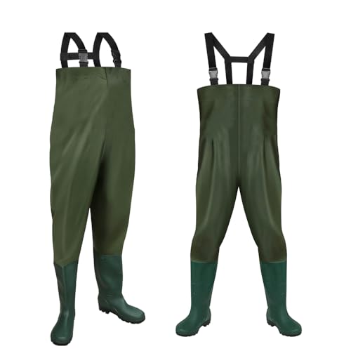 Vkechh Wathose Herren, Anglerhose 70D Nylon, PVC Watthosen Wasserdicht mit Stiefel, Angelhose mit Verstellbarer Schultergurt, Fischerhose für Baustellen, Gärten, Bauernhöfe Vkechh Wathose Herren, Anglerhose 70D Nylon, PVC Watthosen Wasserdicht mit Stiefel, Angelhose mit Verstellbarer Schultergurt, Fischerhose für Baustellen, Gärten, Bauernhöfe von Vkechh