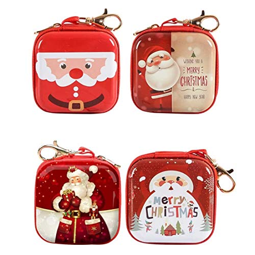 WeihnachtsmüNze GeldböRsen 4Pcs Tragbare Mini Wallet Geschenk Boxen Weihnachtsbaum Ornamente HäNgende Dekorationen von Vklopdsh