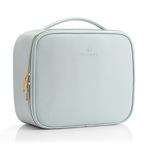 Vlando Kosmetiktasche für Damen, Reise, Kulturbeutel, Kunstleder, Kosmetiktasche, wasserdicht, mit Pinsel, Fach, Hellweiß, Moyenne-PU Vlando Kosmetiktasche für Damen, Reise, Kulturbeutel, Kunstleder, Kosmetiktasche, wasserdicht, mit Pinsel, Fach, Hellweiß, Moyenne-PU von Vlando
