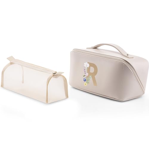 Vlando Reise Kosmetiktasche Groß Damen, Make Up Tasche mit Initial R, Modern Make Up Organizer Tasche, Multifunktionale Kulturtasche Mit Trennwand, Schminktasche Damen wasserdichte aus PU Leder Vlando Reise Kosmetiktasche Groß Damen, Make Up Tasche mit Initial R, Modern Make Up Organizer Tasche, Multifunktionale Kulturtasche Mit Trennwand, Schminktasche Damen wasserdichte aus PU Leder von Vlando