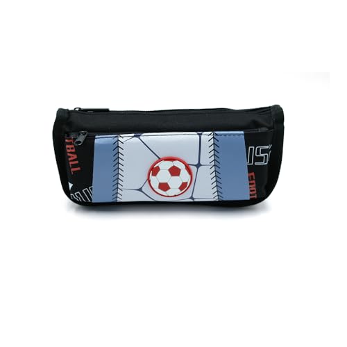 Vllcsla Federmäppchen Jungen Fußball Reißverschluss Federtaschen Mäppchen mit 2 Fächern, 21x5,5x8,5 cm Schule Federtasche mit Große Fassungsvermögen Schreibwaren Organizer für Kinder von Vllcsla