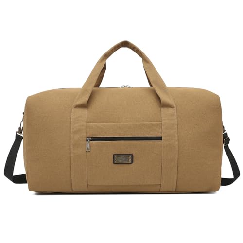 Vllcsla Reisetasche Kleine Herren 20L, Handgepäck Flugzeug Kleine, 42x24x20 cm, Unter Sitz, Sporttasche Fitnesstasche Herren, Kleine Weekender Tasche Herren für Übernachtung, Verstellbarer Gurt, Khaki von Vllcsla