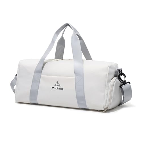 Vllcsla Sporttasche Reisetasche Damen Klein, mit Nasstasche und Schuhfach, Damen Klein Mini Reisetasche, Reisetasche Weekender Handgepäck Tasche Damen, 41x17x17 cm, wasserdichte Schwimmtasche Weiß von Vllcsla