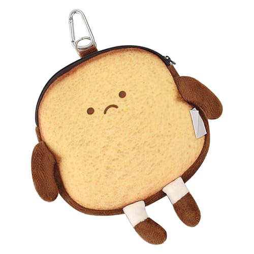 Vllold Brot-Geldbörse – Toast-Geldhalter mit Reißverschluss, Rucksack-Anhänger, niedliche Münztasche, kleine Geldtasche, Plüsch-Make-up-Tasche, Gebrannter Toast, Refer to description, Unisex von Vllold