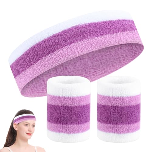 Vllold Handgelenkbänder für Schweißfrauen – farbiges, rutschfestes Lauf-Stirnband-Set – buntes atmungsaktives Yoga-Stirnband für Basketball, rutschfest, schweißabsorbierend von Vllold
