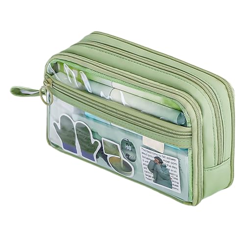 Vllold Transparente Make-up-Tasche – transparentes Federmäppchen | tragbare Stifttasche mit Reißverschluss für Kinder, Teenager, Studenten, grün, Refer to description, Uni von Vllold