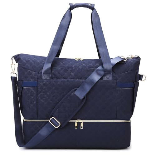 Vmokki Damen Reisetasche mit Schuhfach, Nassfach, USB Ladeanschluss, Kühltaschen Handgepäck Sporttasche Weekender für Reisen Urlaub Sport Wasserdicht 32L (Dunkelblau) von Vmokki